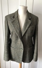 Jacke, Blazer, Tweedjacke, Fischgrätmuster grün , Trussardi Jeans, Gr. 44/46