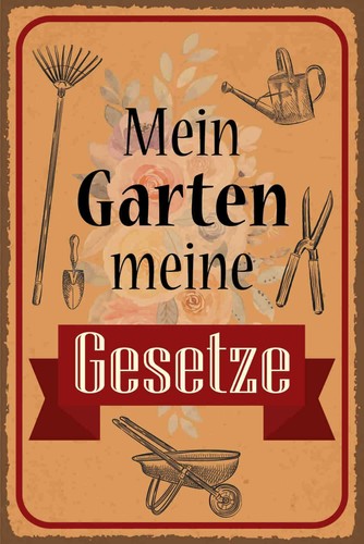 Blechschild 18x12 mein garten - blechschild,
