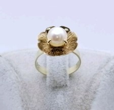 Ring 333er Gold mit Perle, Damenring 8 Karat Goldring - Perlenring  