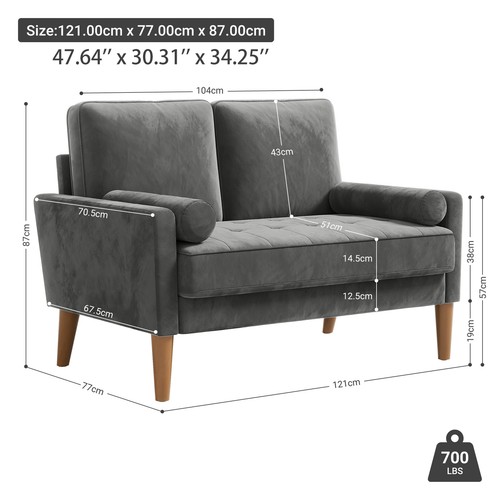 Grau samt kleines - grau, sofa
