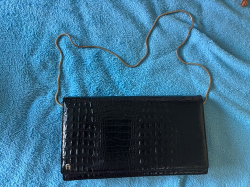 Clutch aus kroko - aus, schwarz