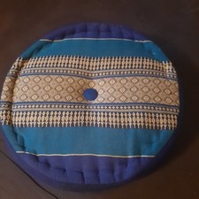 Meditationskissen, Bodenkissen, Yoga Kissen, Dekorationskissen rund blau/beige