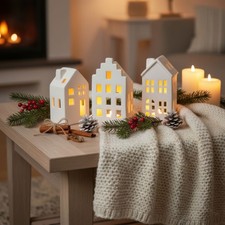 Teelichthalter Haus Weiß