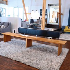 Schulte Design Bank Massivholz Eiche mit Rückenlehne Leder Schwarz