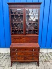 ANTIKE AUFSATZ VITRINE MIT SEKRETÄR MAHAGONI ENGLAND 19 TES JHDT