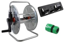 Wandschlauchtrommel verzinkt für 50 m 1/2",  inkl. Halterung und Schlauchstück 