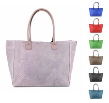 ITALy DAMEN LEDER TASCHE Schlange Shopper Tote Bag Schultertasche Handtasche 