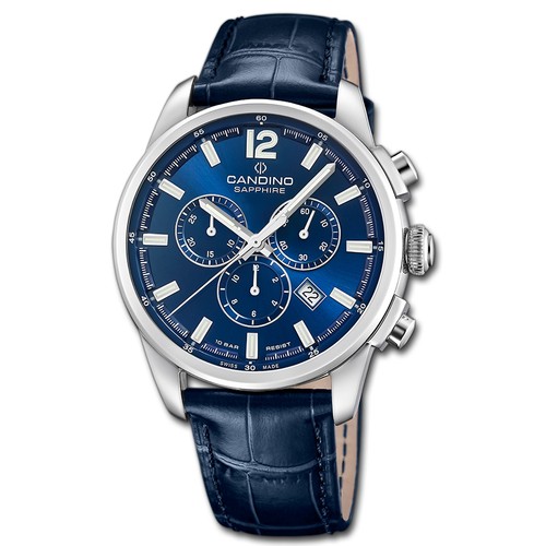 Candino herrenuhr leder - leder, blau