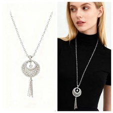 XXL Lang Halskette + Anhänger kugelförmig Damen gitterartig Collier Strass  188