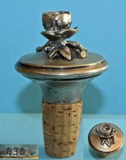 Antik 830er Silber Zierkorken Rose / Flaschenkorken / Metalwork Bottle Stopper