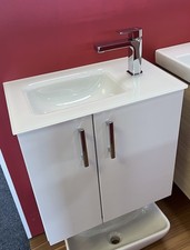 Laguna FEO Gäste-Badmöbel 50 cm weiß, Glaswaschtisch weiß, Armatur