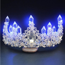LED Kristallkrone Tiara Prinzessin Hochzeit leuchtend Königin Kristall Diadem