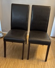 2 Esstisch-Stühle - 4 Beine / dunkelbraun, Lederoptik - einwandfei***