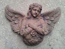 Engel Schutzengel Rosen Wandbild Relief aus Kunst Sandstein im Antik Look X 30