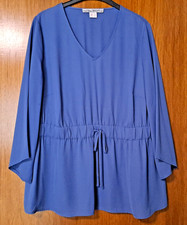 B1 - Ashley Brooke Tunika Gr. 46 blau mit 3/4 Ärmel und V-Ausschnitt - NEU -