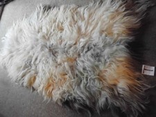 Öko Natur Islandfell Schaffell 120cm XXL weiß-braun getupft langhaarig Neu