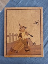 Intarsienbild Kleiner Junge Mit Flöte 1960 26x20 cm