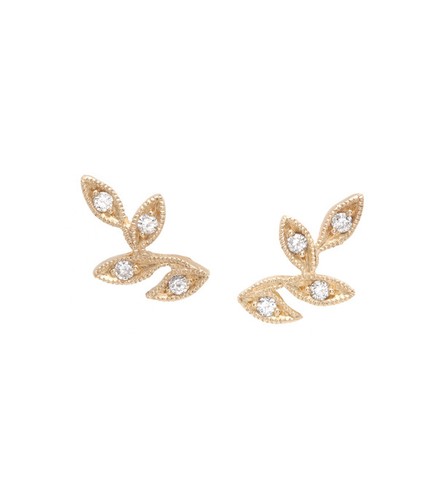 Diamant ohrstecker blatt - diamant, paar