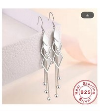 Damen Ohrringe lang hängend 925 Silber  Quaste Länge 98mm B 12mm