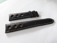 Chopard Mille Miglia OEM Genuine Leather strap Black with wh. stitching 19mm New