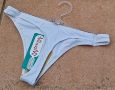 NEU String Badestring Thong Tanga high cut - one size -weiß : Made in Greece