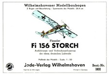 Alter Wilhelmshavener Modellbaubogen 1802 Jade Verlag - Fieseler Fi 156 Storch