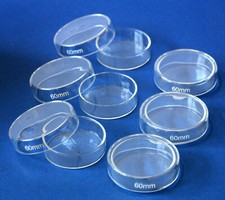 Petrischale aus Glas (Schale + Deckel), Ø60mm, Ø75mm, Ø90mm, oder Ø120mm