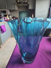 Vase Glas gewellt türkis