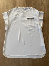 BRUNELLO CUCINELLI Bluse Monili Gr. L 36 38 Naturweiß sehr gut 100% Seide