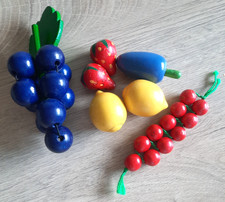 Kinderküche: OBST Traube Erdbeere Zwetschge Zitrone Johannisbeere - Holz