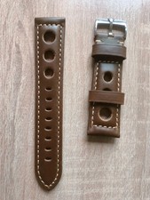 Leder Uhrenarmband Braun mit Silberner Rolex Schließe Neu Sporlich