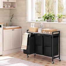 HOOBRO Wäschekorb Wäschesammler mit Ablage Wäschesortierer Wäschesack Greige