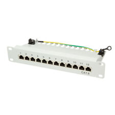 LogiLink NP0041 Patchpanel 10" CAT6 Patchfeld Verteiler 12-Port geschirmt, Grau