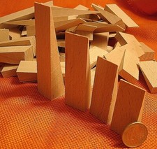 75 x Holzkeile Set 4 Größen 50-100x24 mm Möbelkeile Montagekeile Buche Haushalt 