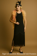 Tiger of Sweden Abendkleid Schwarz Lang Fransen Kleid Gr 36 38 Neu mit Etikett🖤