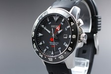 [Fast neuwertig] Seiko Sportura Kinetic GMT 5M85-0AA0 schwarzes Zifferblatt H...