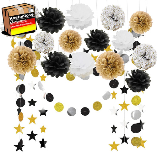 Partydekoration set schwarz - set,