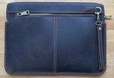 Notebook-Tasche mit Griff 14,2", braun, Echt-Leder, neuw.