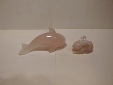 Rosenquarz Figuren , Delphin , Hase, Sammlungsauflösung
