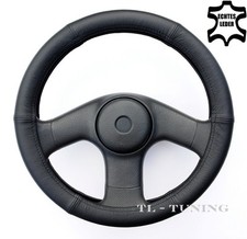 Lenkradbezug, Lenkradhülle, Lenkradschoner Ø 35 - 37 Echtes Leder / Schwarz