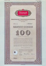 München, Genuss-Schein über 100 DM der Triumph International AG, 1970, entwertet