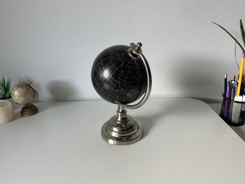Deko globus schwarz silber mit - deko,