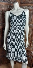 NIKOWA Kleid Spaghettiträger schwarz/weiß Futter Häkellook 60er/70er J. De36/38