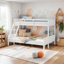 Etagenbett Kinderbett 90x200 & 140x200 cm Weiß Holz mit Lattenrost Homestyle4u