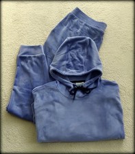 Damen Freizeit Anzug Hausanzug mit Kapuze Gr. M * Samt * lila / bläulich