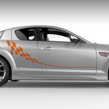 Seitendekor Rennflagge Karo Streifen Flagge Auto Aufkleber Dekor Sticker #1225