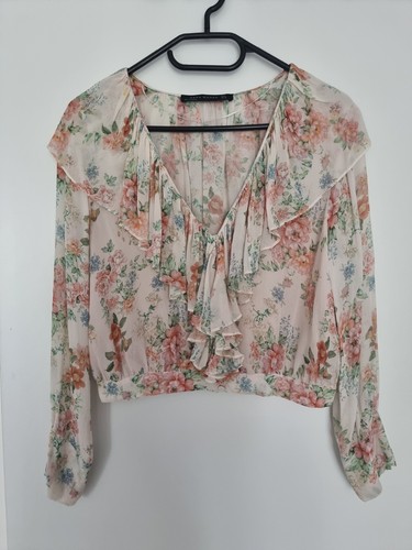 Bluse creme crop langarm - |,