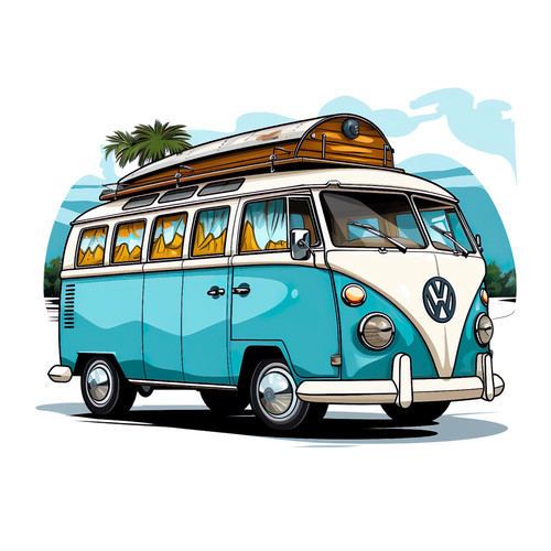Wandbild camper van bulli - van, vw