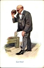 Künstler Ak Winkler, Gut Holz, Mann beim Kegeln, Bierglas - 4502871