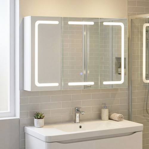 90cm led spiegelschrank - ×,